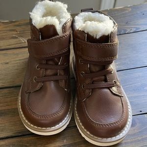 Old Navy Toddler Boy's Faux-Leather Sherpa-Trim Boots AH4 Cognac Size 6